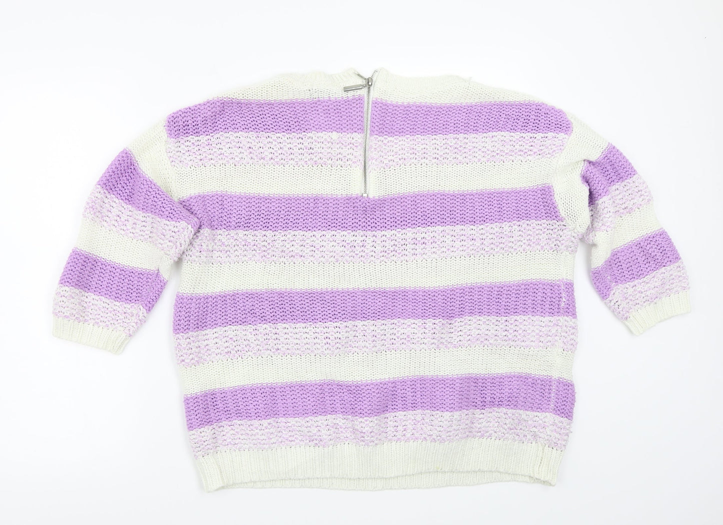 BM Womens Purple Striped  Pullover Jumper Size L