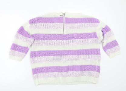 BM Womens Purple Striped  Pullover Jumper Size L