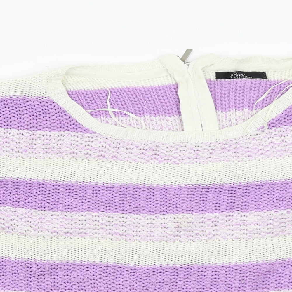 BM Womens Purple Striped  Pullover Jumper Size L