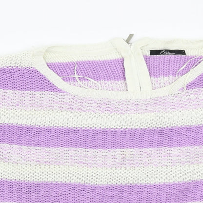 BM Womens Purple Striped  Pullover Jumper Size L