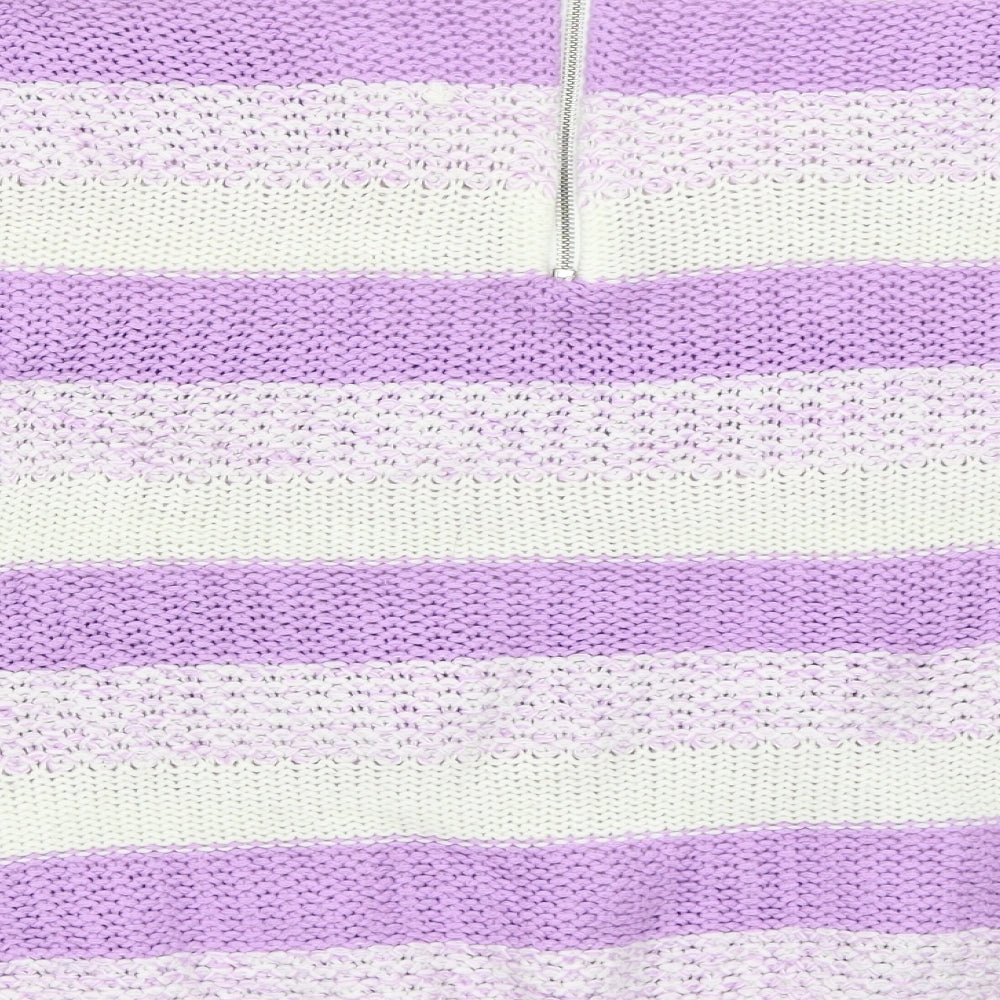 BM Womens Purple Striped  Pullover Jumper Size L