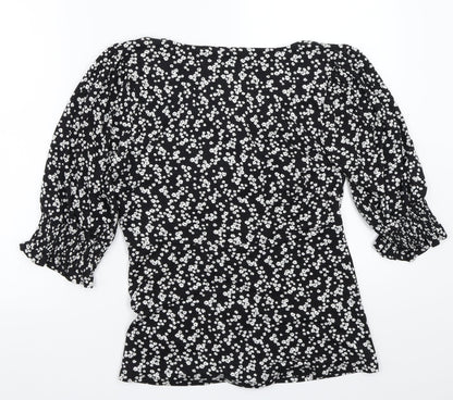 NEXT Womens Black Floral  Basic Button-Up Size 10