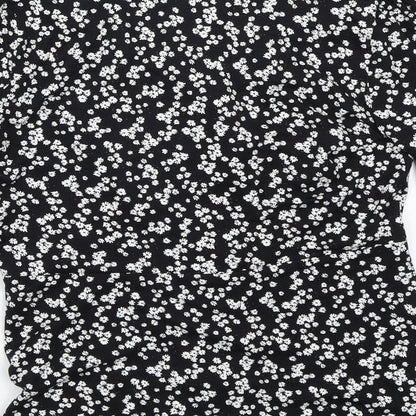 NEXT Womens Black Floral  Basic Button-Up Size 10