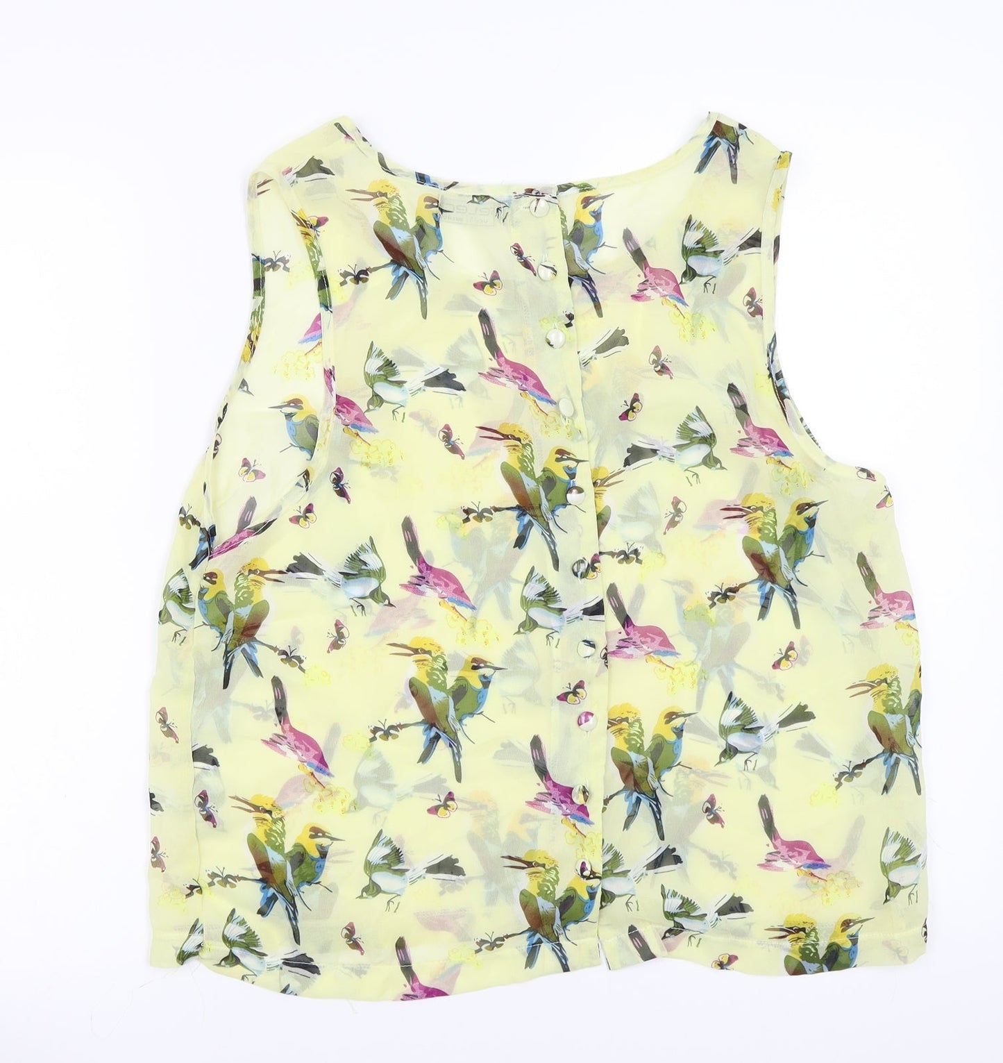 Womens UK Size 8 Select Yellow Basic Button-Up