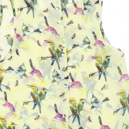 Womens UK Size 8 Select Yellow Basic Button-Up