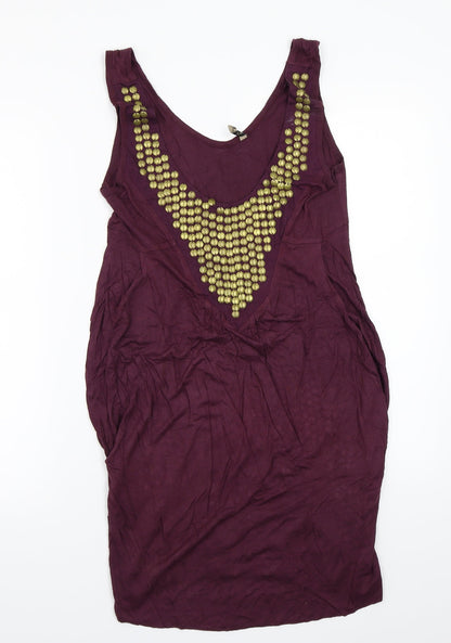 Topshop Womens Purple  Rayon A-Line  Size 10