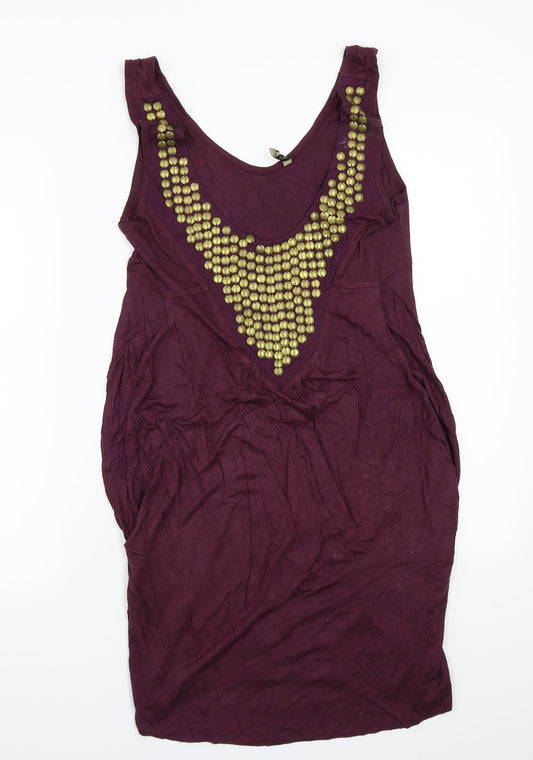 Topshop Womens Purple  Rayon A-Line  Size 10