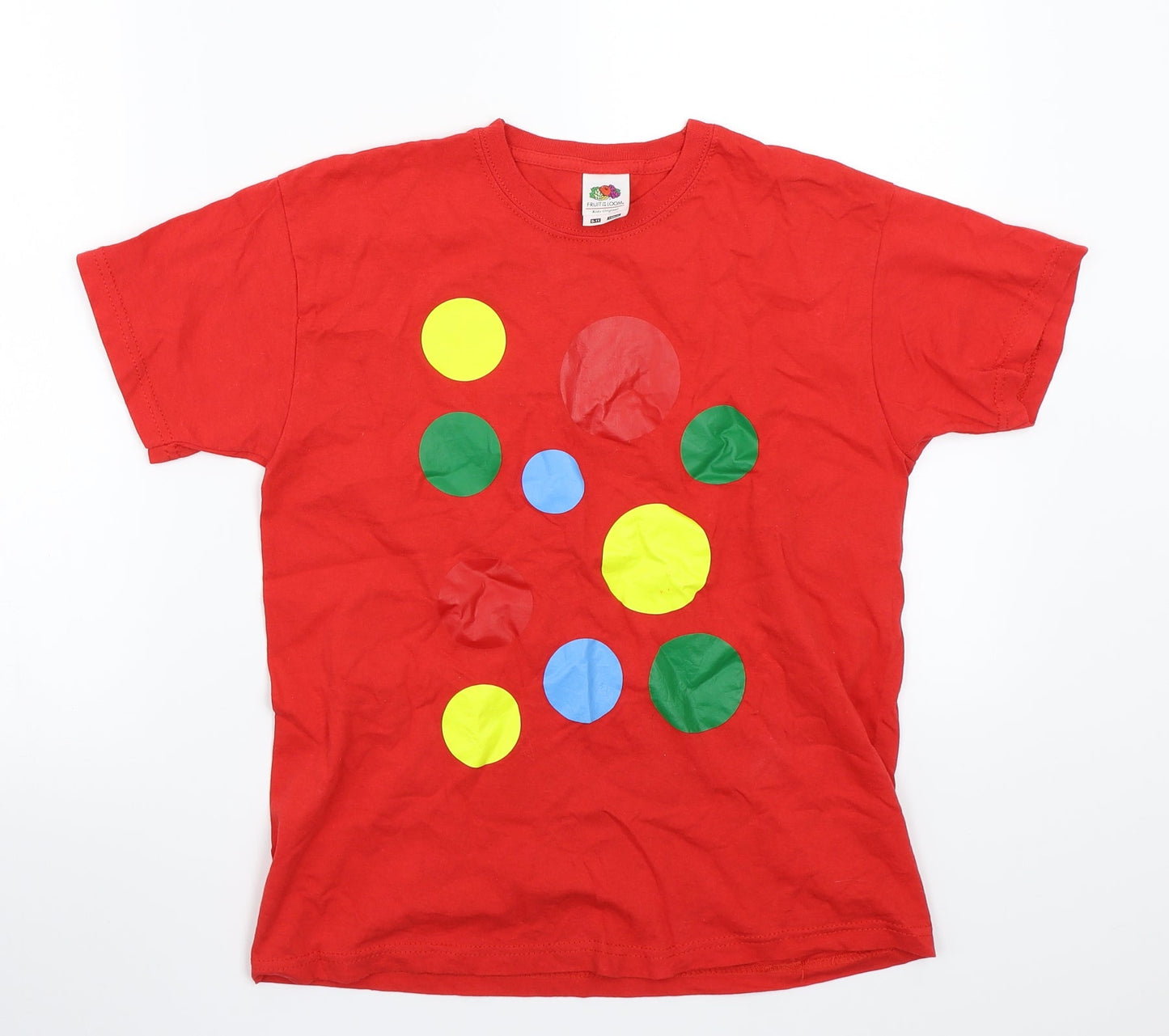Fruit of the Loom Boys Red Polka Dot  Basic T-Shirt Size 10 Years