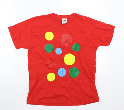 Fruit of the Loom Boys Red Polka Dot  Basic T-Shirt Size 10 Years