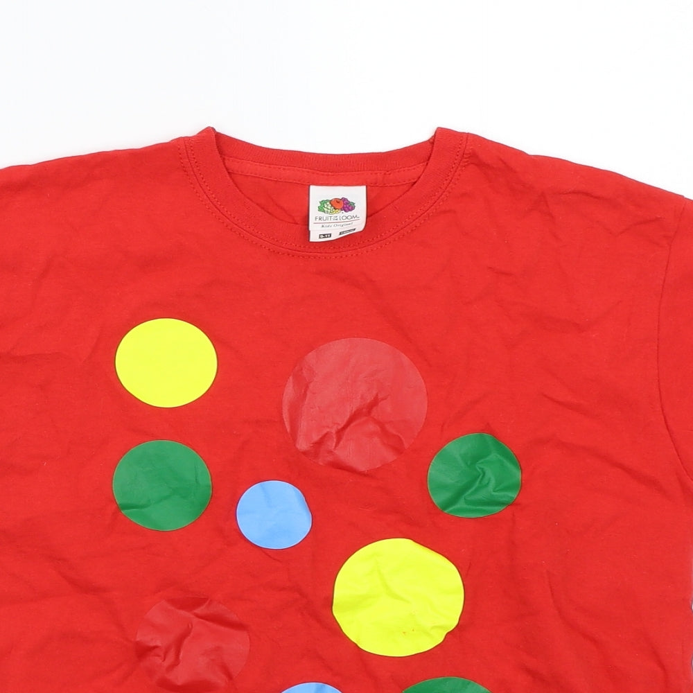 Fruit of the Loom Boys Red Polka Dot  Basic T-Shirt Size 10 Years
