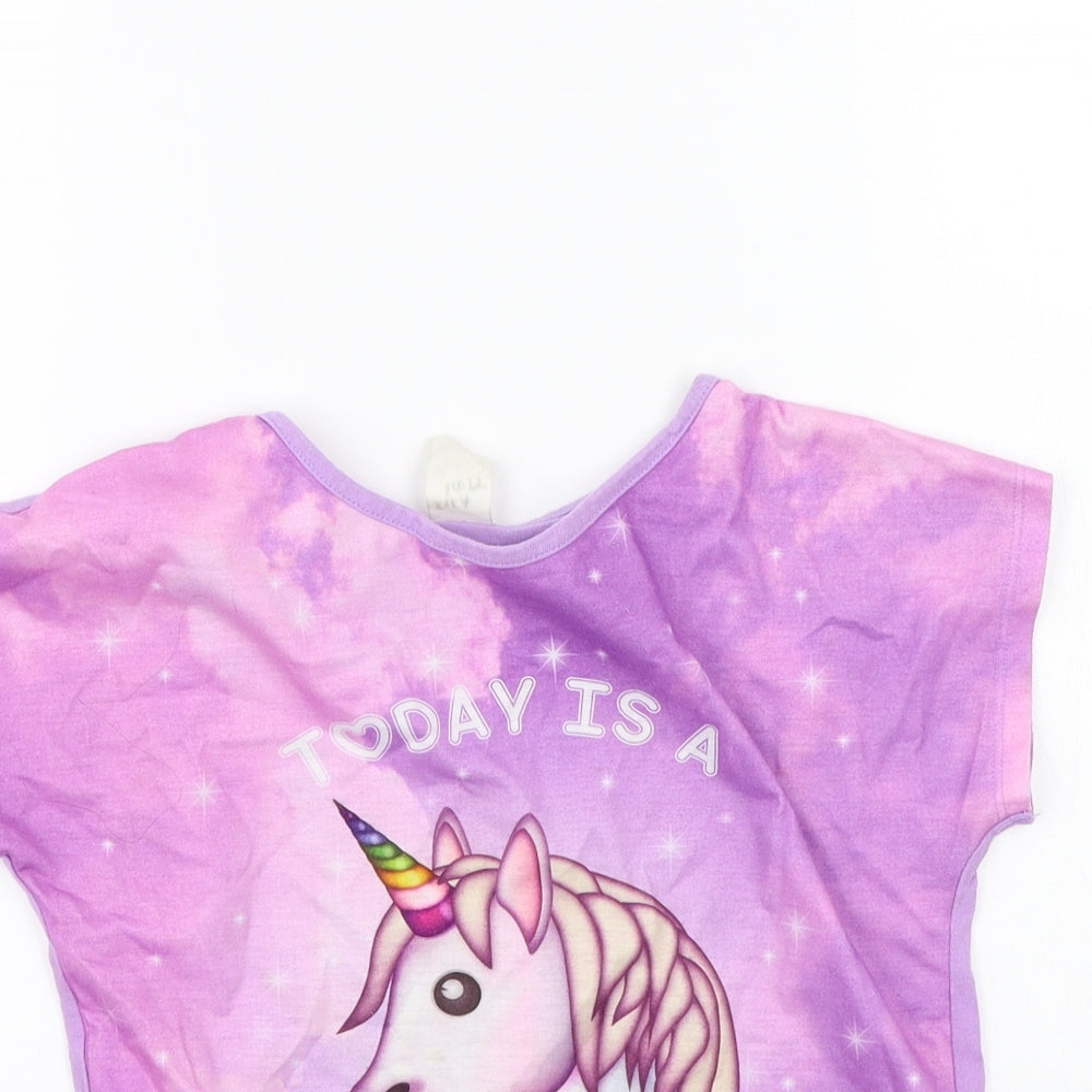 Emoji Girls Purple   Basic T-Shirt Size 7-8 Years