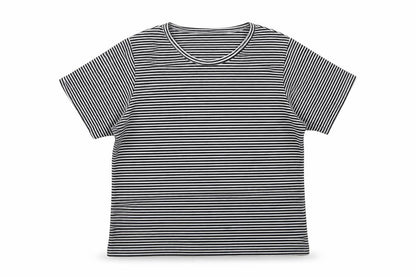YS Collection Womens Black Striped  Basic T-Shirt Size 16
