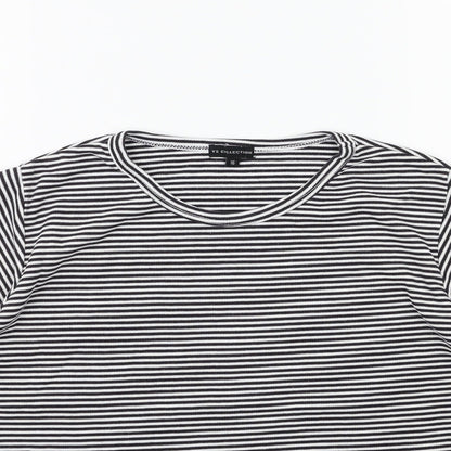 YS Collection Womens Black Striped  Basic T-Shirt Size 16