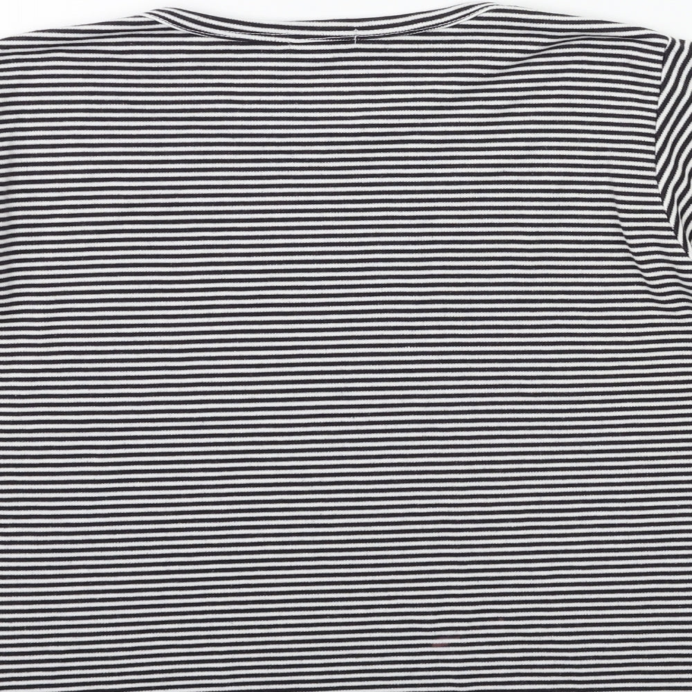YS Collection Womens Black Striped  Basic T-Shirt Size 16
