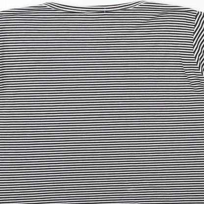 YS Collection Womens Black Striped  Basic T-Shirt Size 16