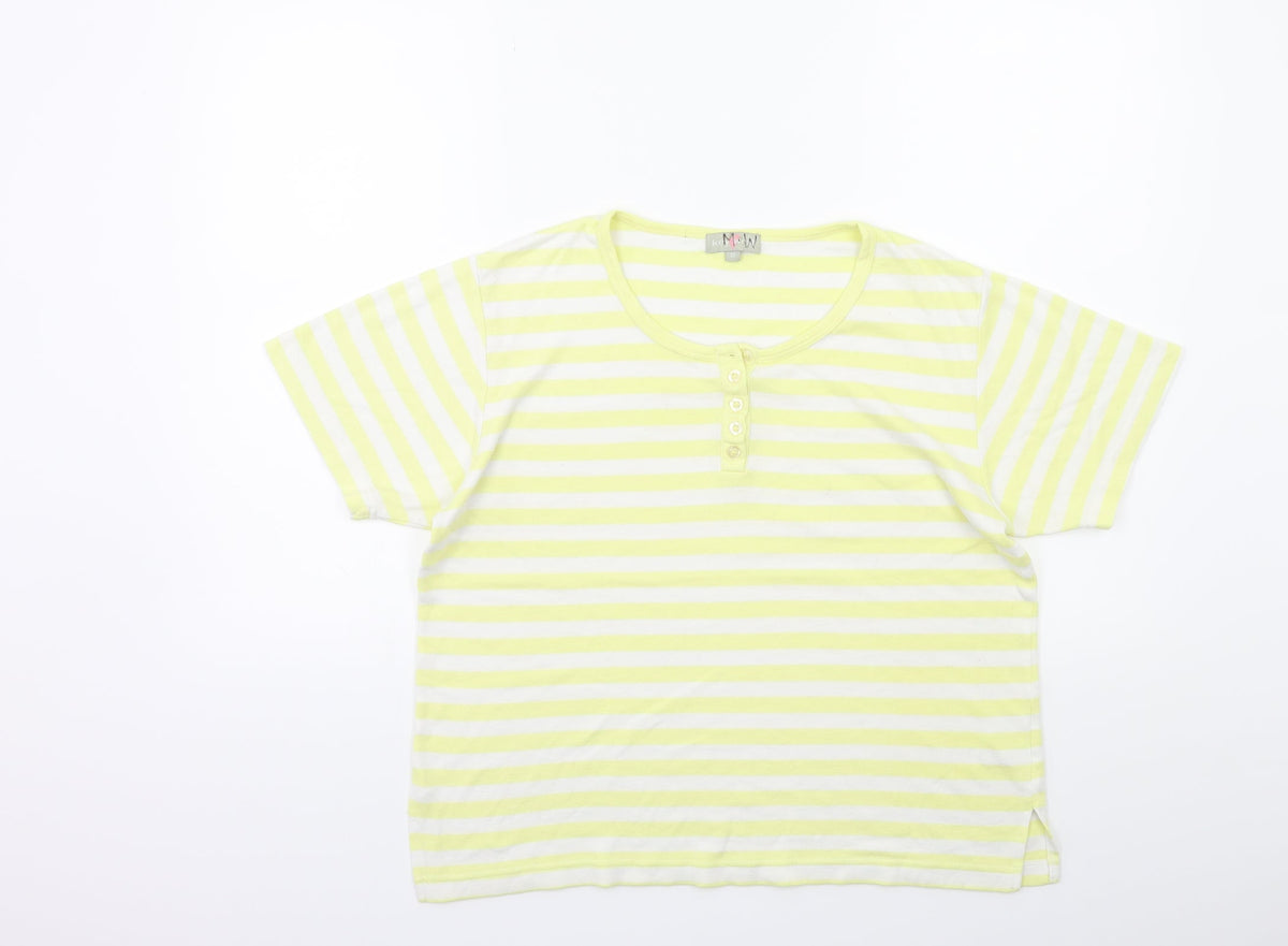 Key West Womens Yellow Striped  Basic T-Shirt Size M