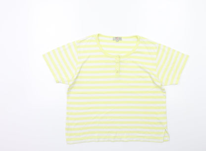 Key West Womens Yellow Striped  Basic T-Shirt Size M