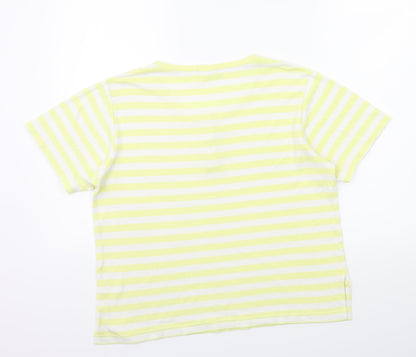 Key West Womens Yellow Striped  Basic T-Shirt Size M
