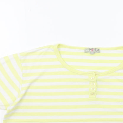 Key West Womens Yellow Striped  Basic T-Shirt Size M