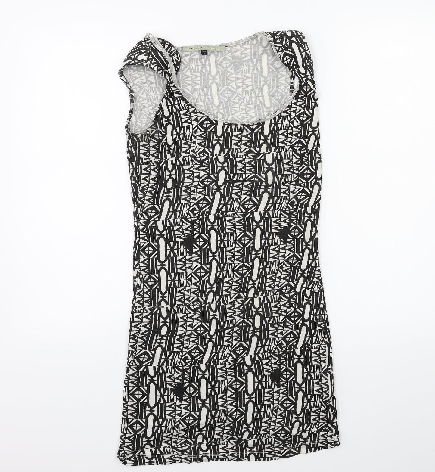 River Island Womens Black Geometric  Tank Dress  Size 8  - Shoulder Pads