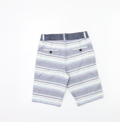 DUDES Boys White Striped  Bermuda Shorts Size 8 Years
