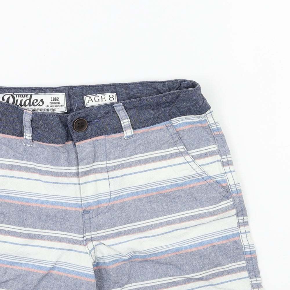 DUDES Boys White Striped  Bermuda Shorts Size 8 Years
