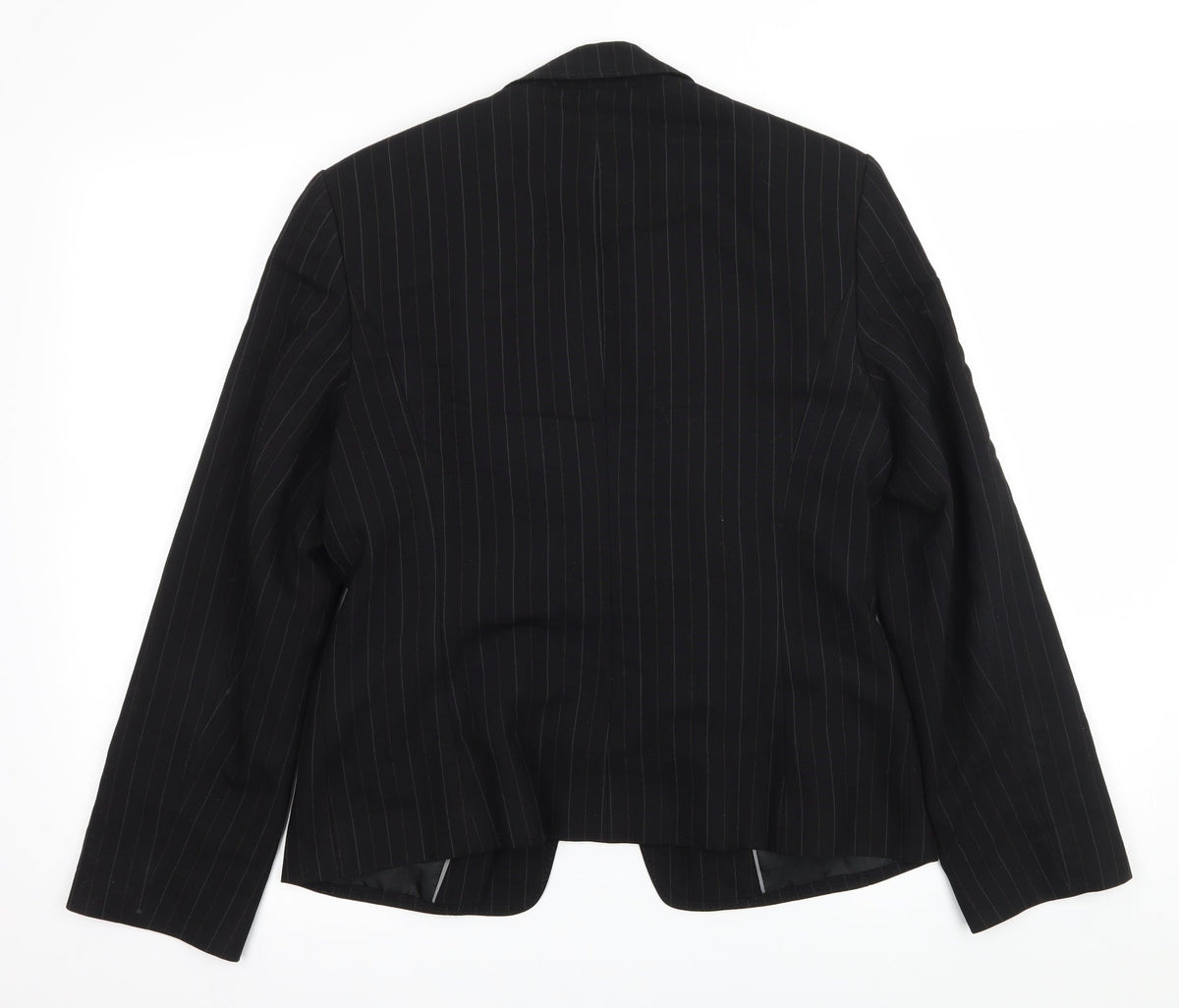 Preowrn Womens Black Striped  Jacket Suit Jacket Size 12
