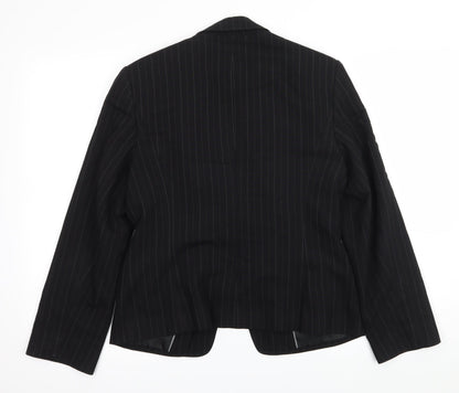 Preowrn Womens Black Striped  Jacket Suit Jacket Size 12