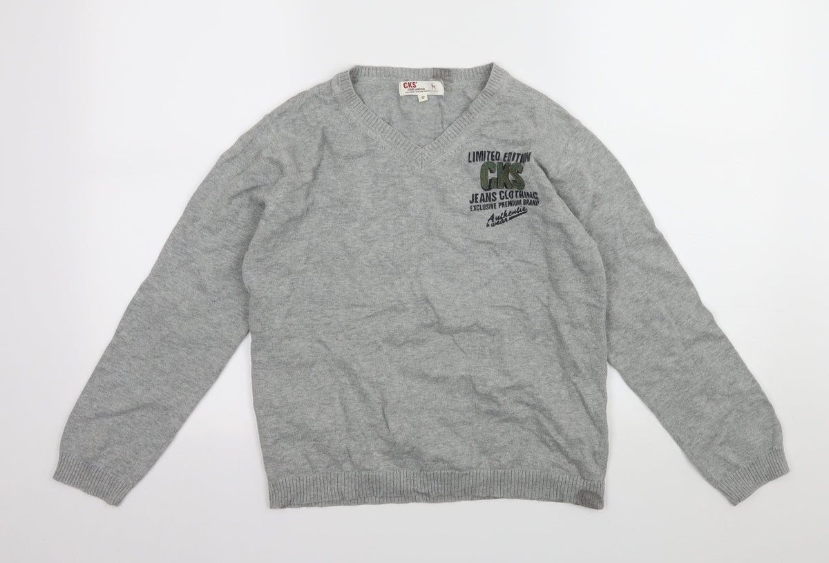 CKS Boys Grey  Knit Pullover Jumper Size 12 Years