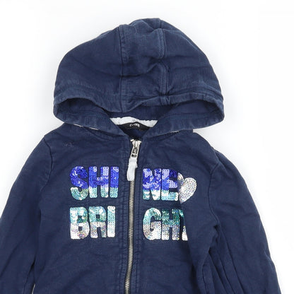 George Girls Blue  Jersey Full Zip Hoodie Size 7-8 Years  - Shine Bright