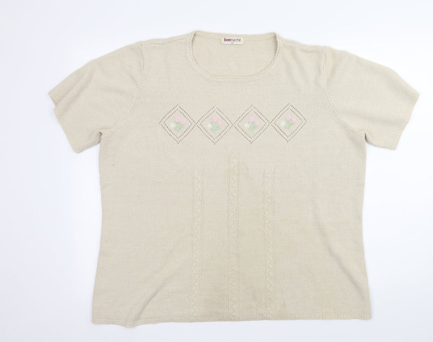 Womens UK Size XL Bonmarché Ivory Basic T-Shirt