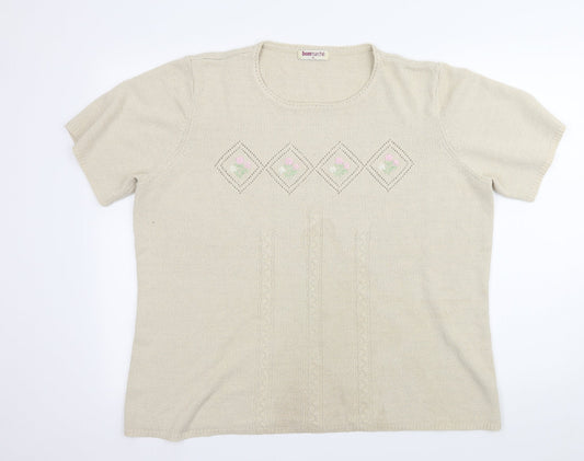 Bonmarché Womens Ivory  Knit Basic T-Shirt Size XL