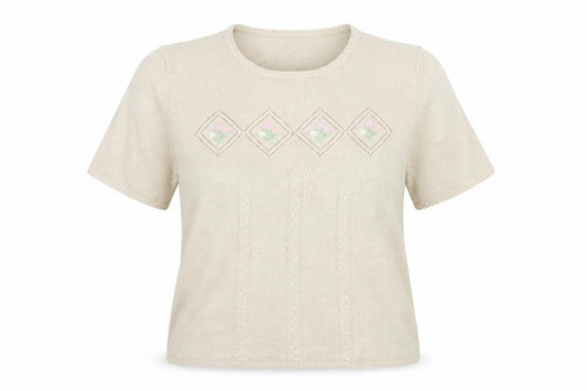 Bonmarché Womens Ivory Knit Basic T-Shirt Size XL