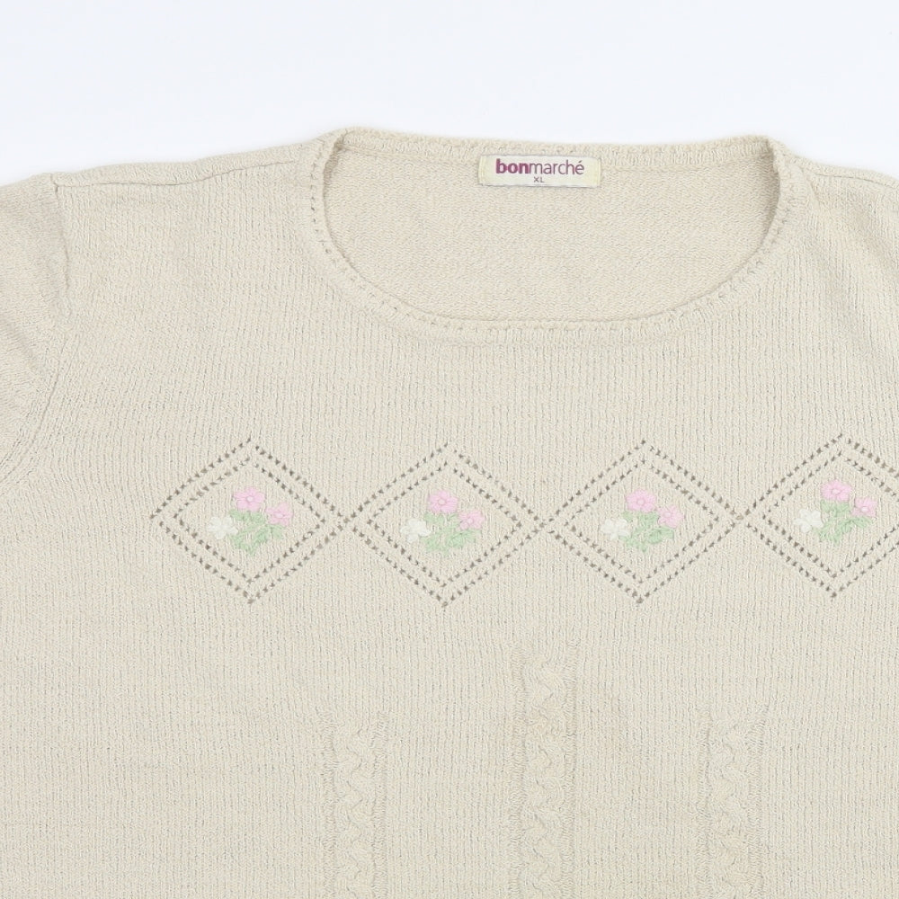 Womens UK Size XL Bonmarché Ivory Basic T-Shirt