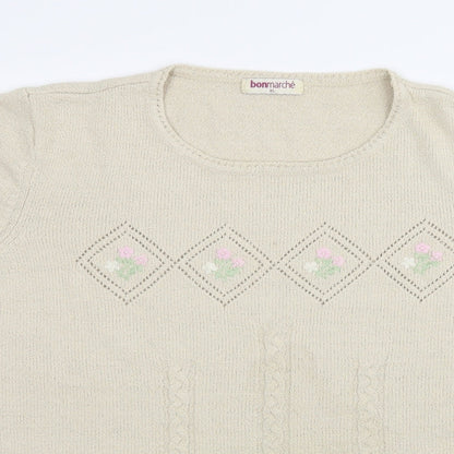 Womens UK Size XL Bonmarché Ivory Basic T-Shirt