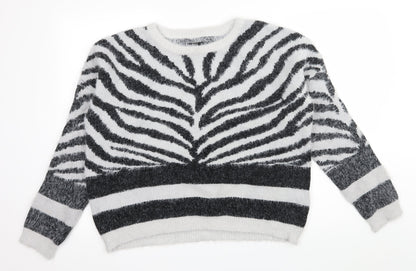 Only Womens Grey Striped Knit Pullover Jumper Size XL