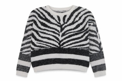 Only Womens Grey Striped Knit Pullover Jumper Size XL