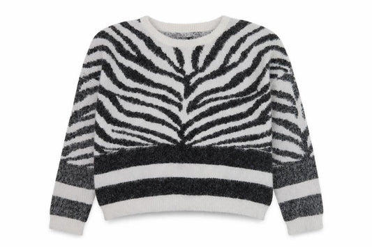 Only Womens Grey Striped Knit Pullover Jumper Size XL
