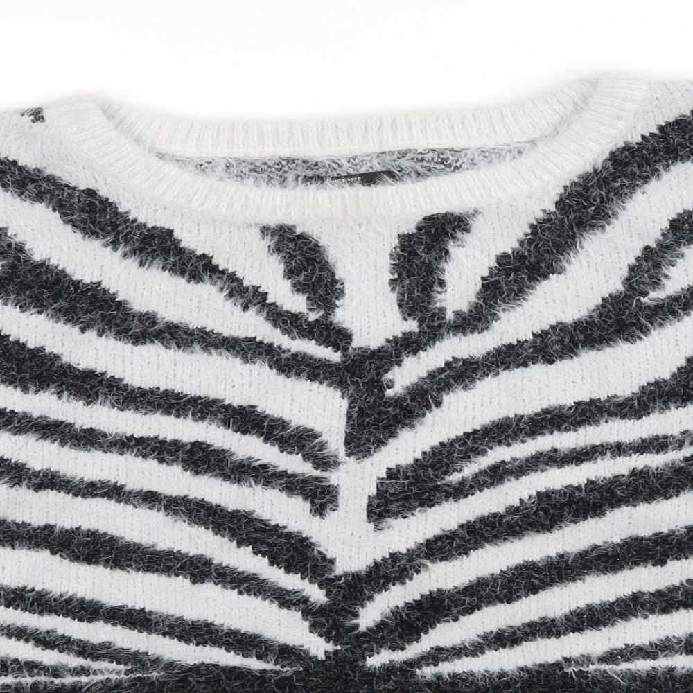 Only Womens Grey Striped Knit Pullover Jumper Size XL