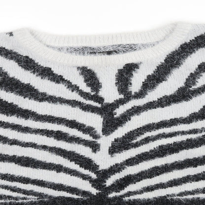 Only Womens Grey Striped Knit Pullover Jumper Size XL