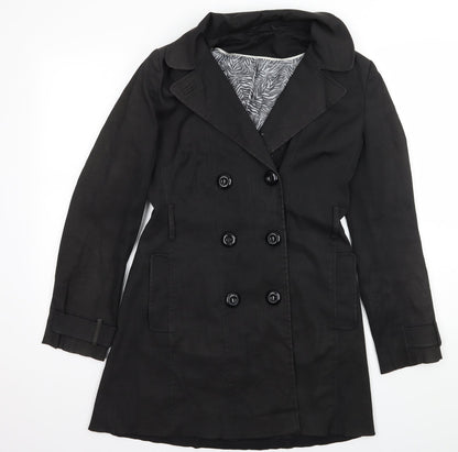 F& Womens Black   Overcoat Coat Size 10