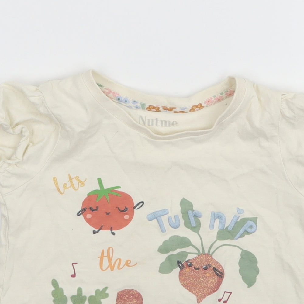Nutmeg Girls Ivory Geometric Jersey Basic T-Shirt Size 3 Years  - Lets Turnip the Beet