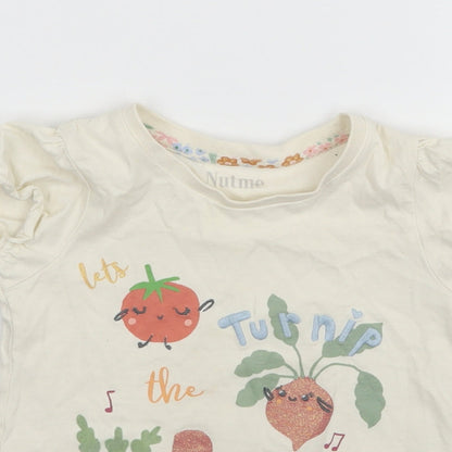 Nutmeg Girls Ivory Geometric Jersey Basic T-Shirt Size 3 Years  - Lets Turnip the Beet
