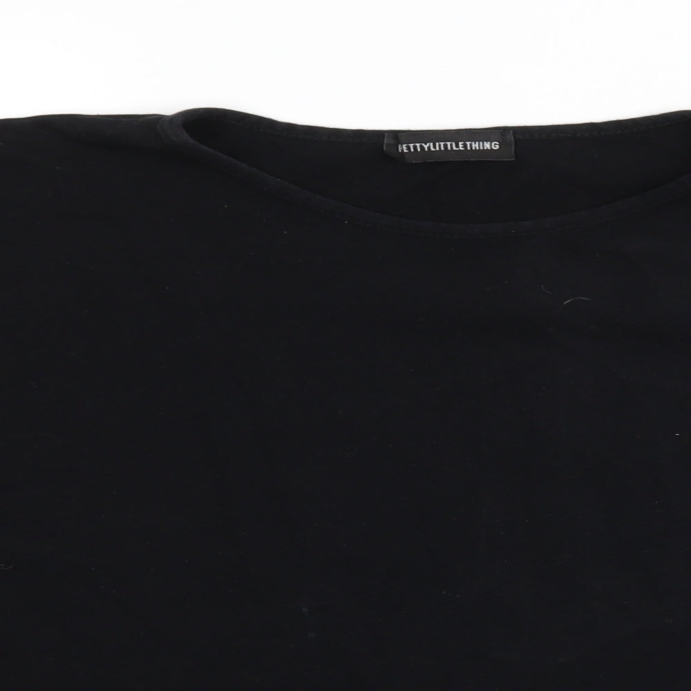 Womens UK Size 14 PRETTYLITTLETHING Black Basic T-Shirt