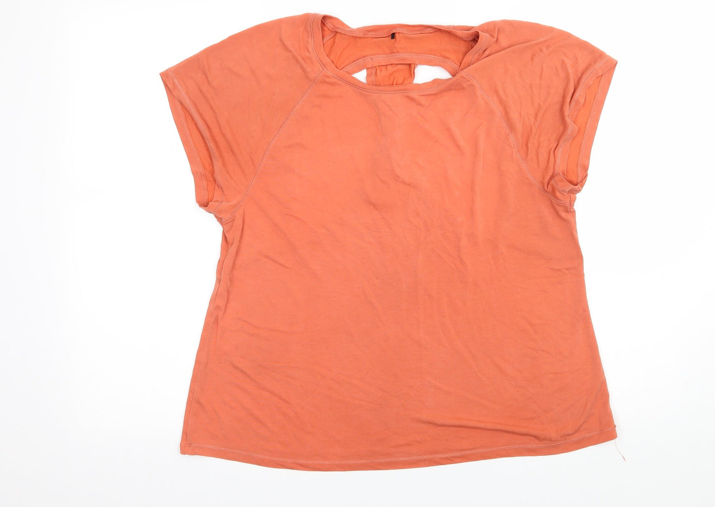 Workour Womens Orange  Jersey Basic T-Shirt Size 12  - Cut out back