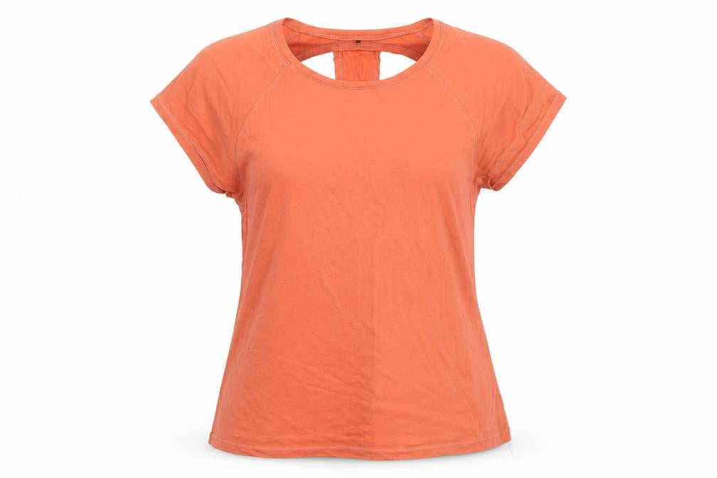Workour Womens Orange  Jersey Basic T-Shirt Size 12  - Cut out back