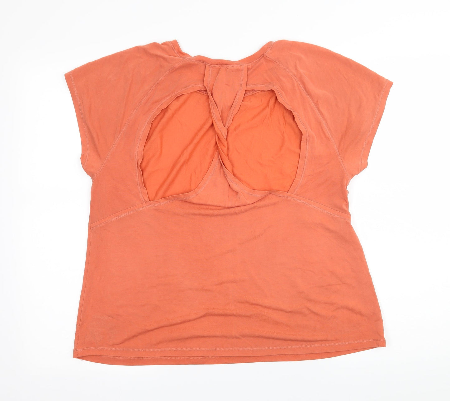 Workour Womens Orange  Jersey Basic T-Shirt Size 12  - Cut out back