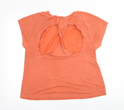 Workour Womens Orange  Jersey Basic T-Shirt Size 12  - Cut out back
