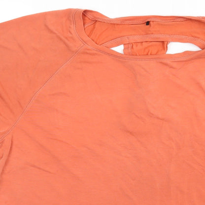Workour Womens Orange  Jersey Basic T-Shirt Size 12  - Cut out back
