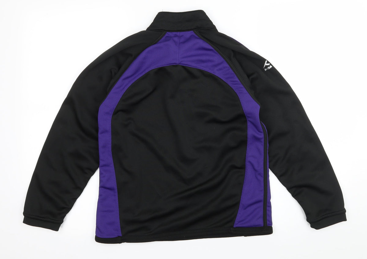 AKOA Womens Black Striped Jersey Pullover Sweatshirt Size XS